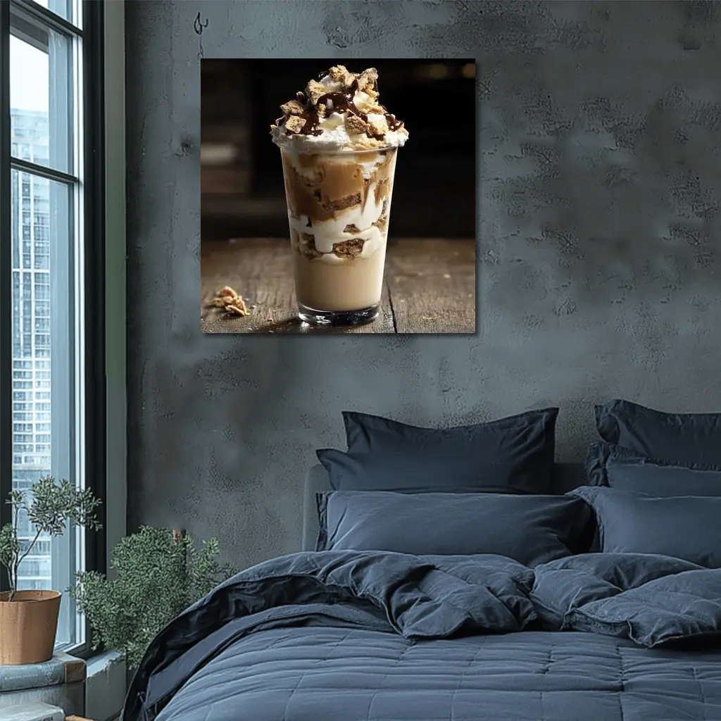 Chocolate Brownie Dessert Cup Rustic Table – Wall Art