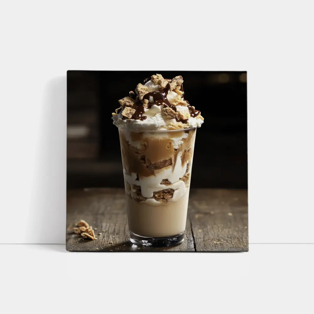 Chocolate Brownie Dessert Cup Rustic Table – Wall Art