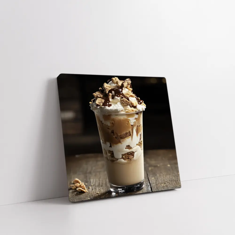 Chocolate Brownie Dessert Cup Rustic Table – Wall Art