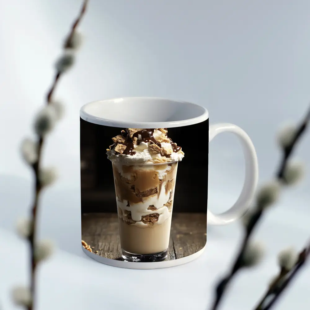 Chocolate Brownie Dessert Cup Rustic Table – Mugs