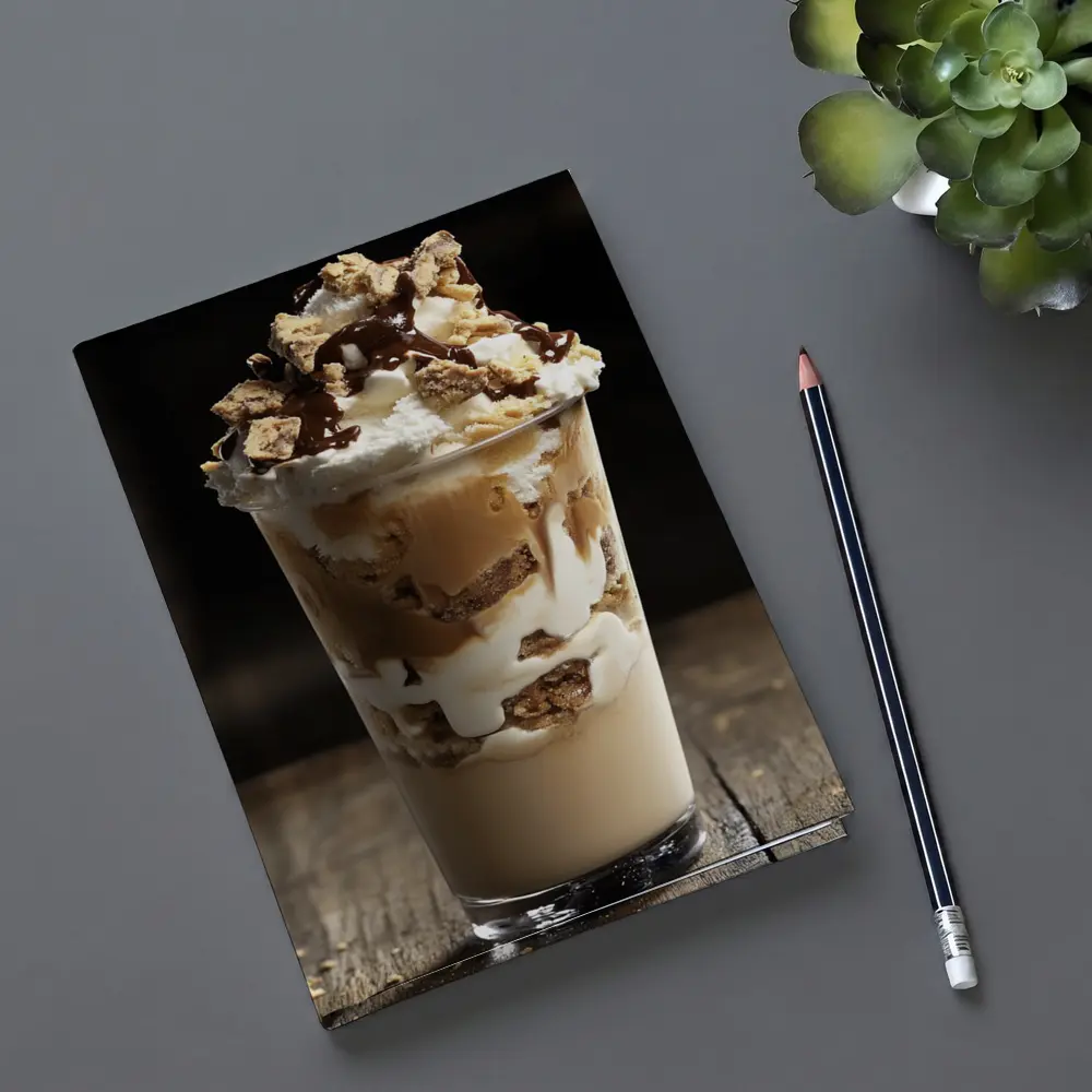 Chocolate Brownie Dessert Cup Rustic Table – Notebooks