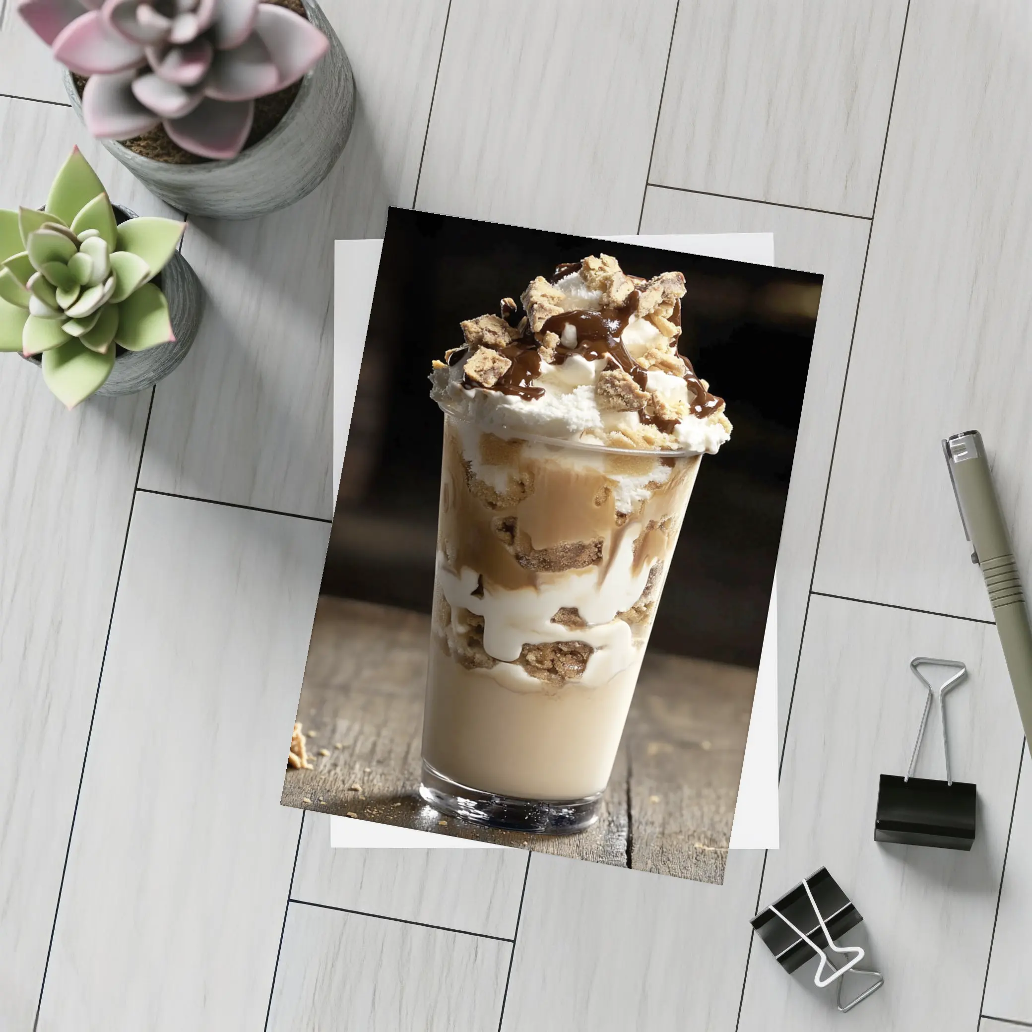 Chocolate Brownie Dessert Cup Rustic Table – Postcards