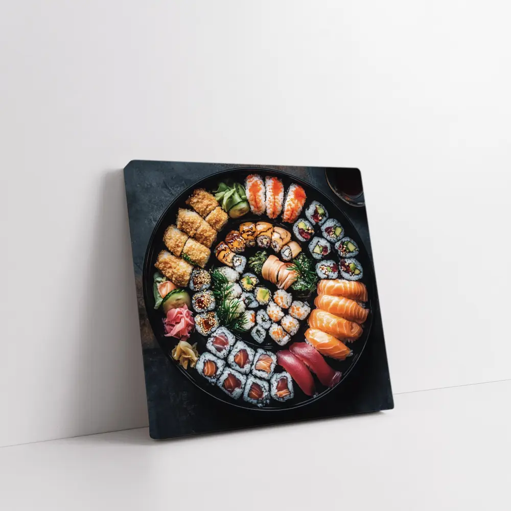 Sushi Platter Spread on Dark Background – Wall Art