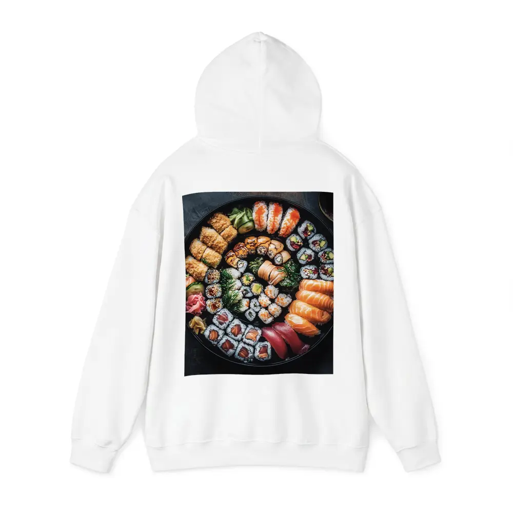 Sushi Platter Spread on Dark Background – Hoodies