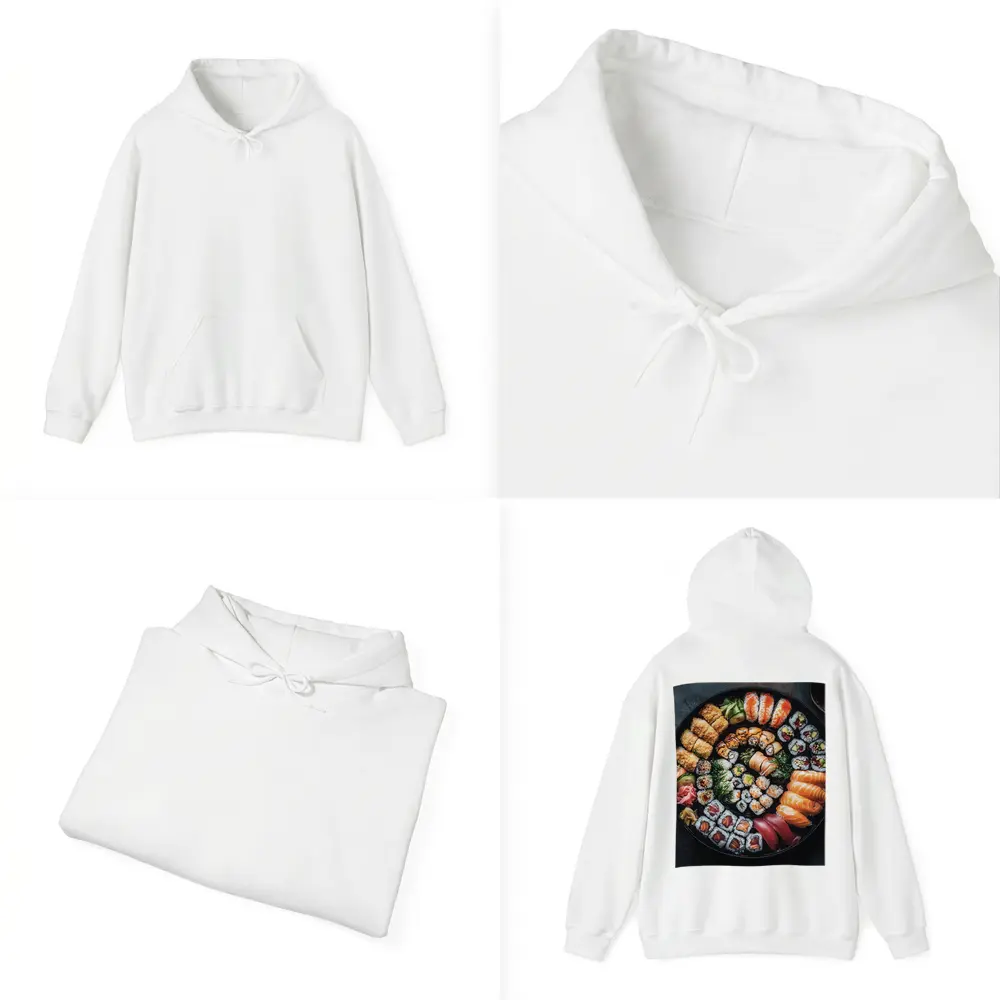 Sushi Platter Spread on Dark Background – Hoodies