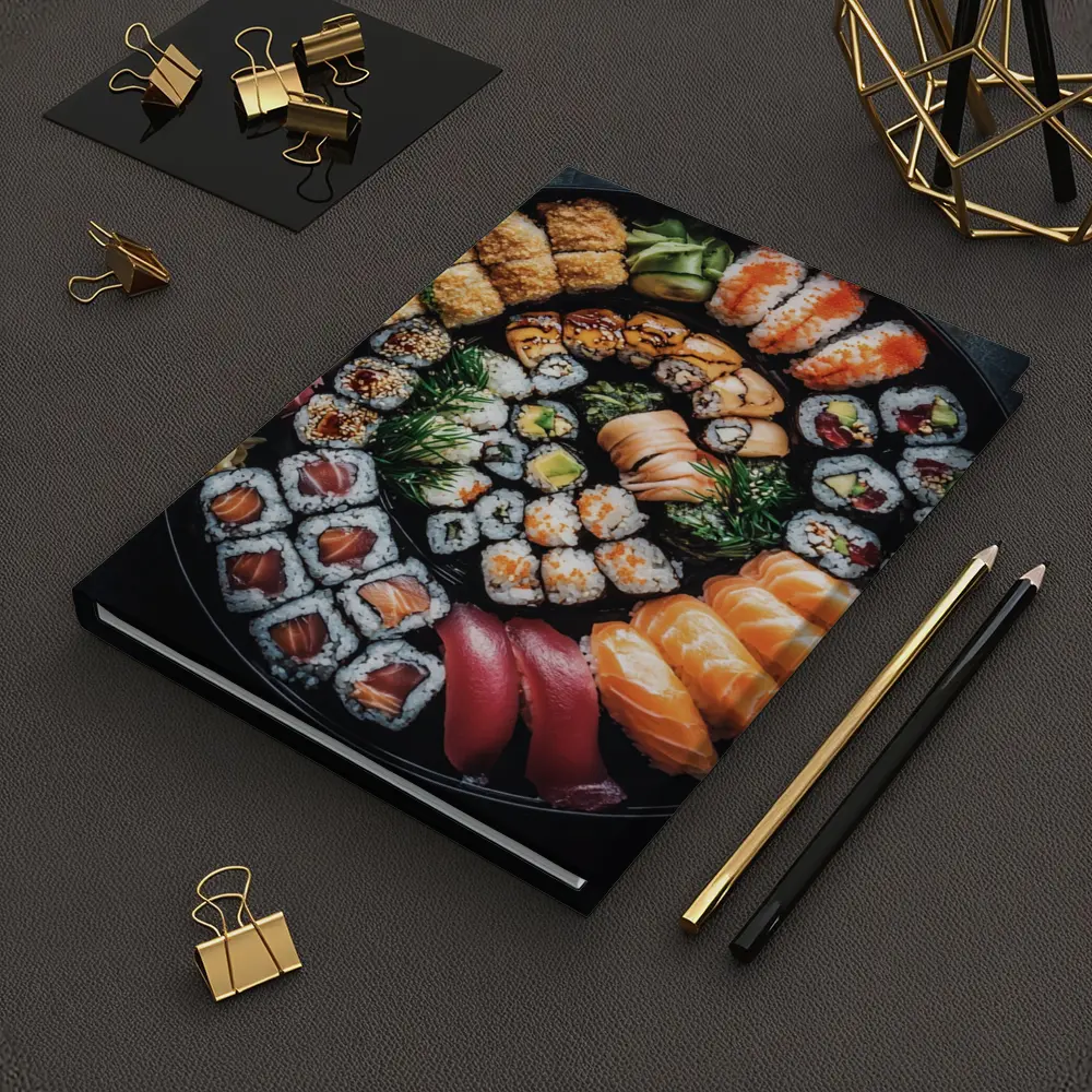 Sushi Platter Spread on Dark Background – Notebooks