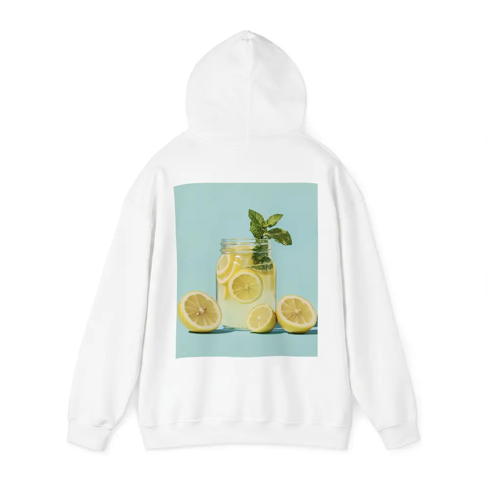 Lemon Mint Mason Jar Drink Blue Background – Hoodies