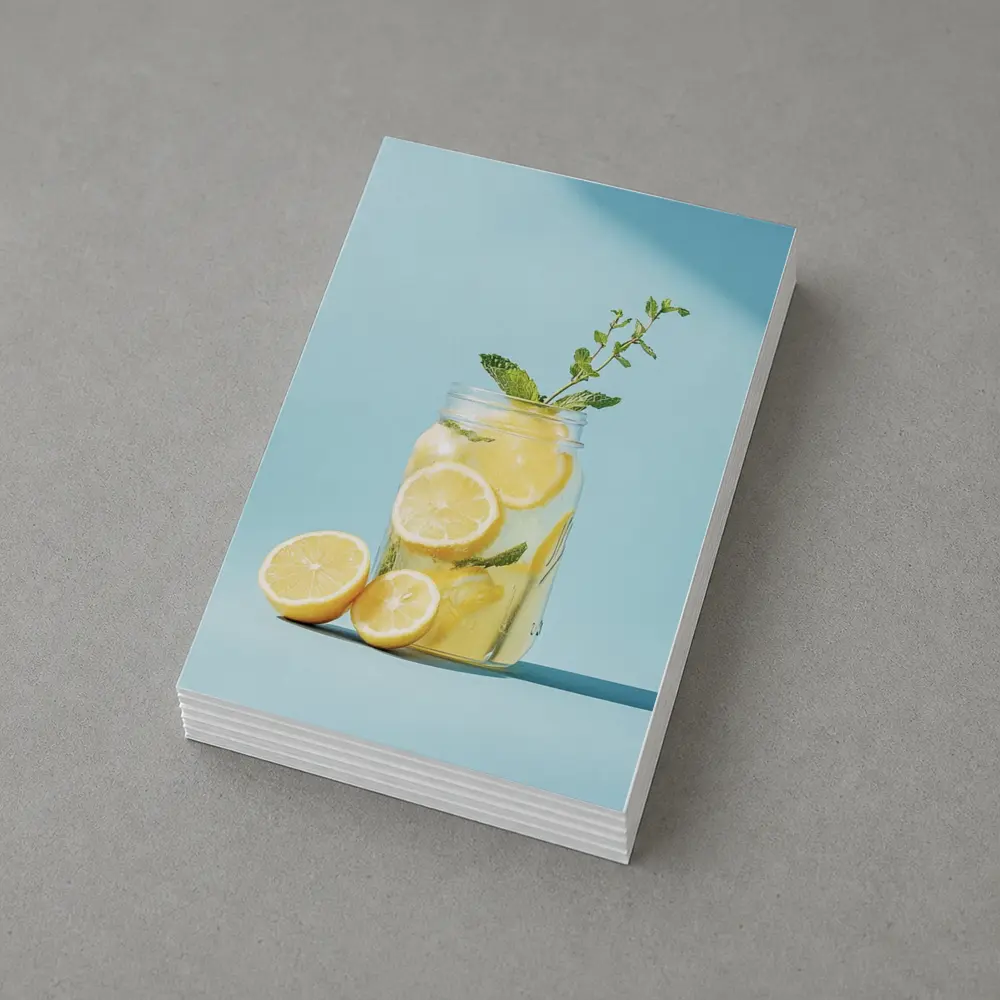 Lemon Mint Mason Jar Blue Background – Postcards