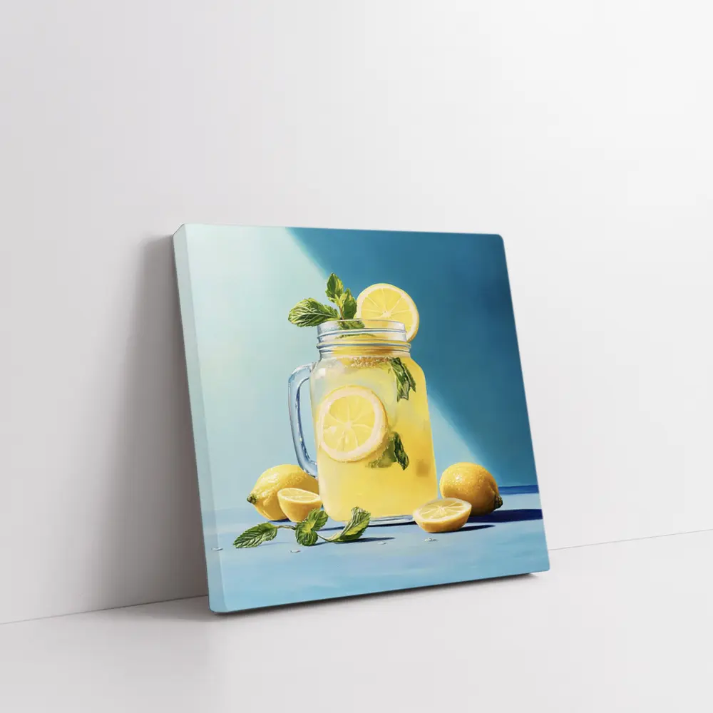 Lemonade Mason Jar Mint Blue Background – Wall Art