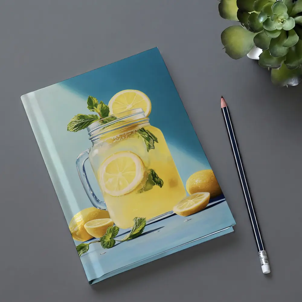 Lemonade Mason Jar Mint Blue Background – Notebooks