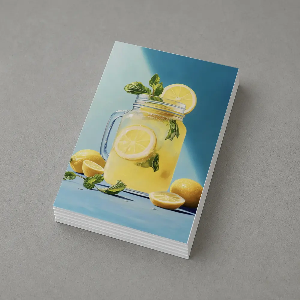 Lemonade Mason Jar Mint Blue Background – Postcards