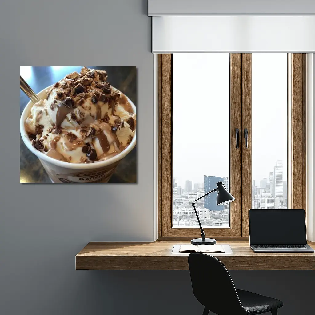 Ice Cream Cup Chocolate Sauce Candy Toppings – Wall Art