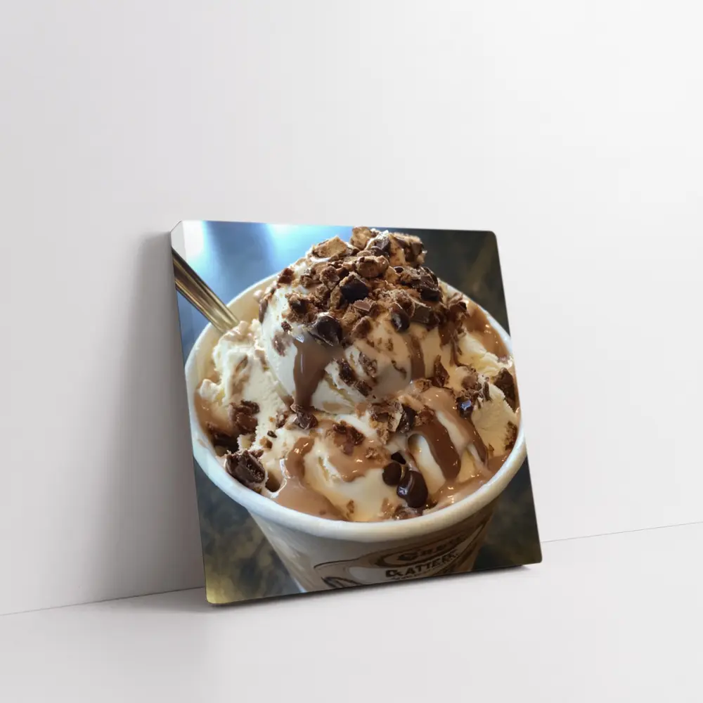 Ice Cream Cup Chocolate Sauce Candy Toppings – Wall Art