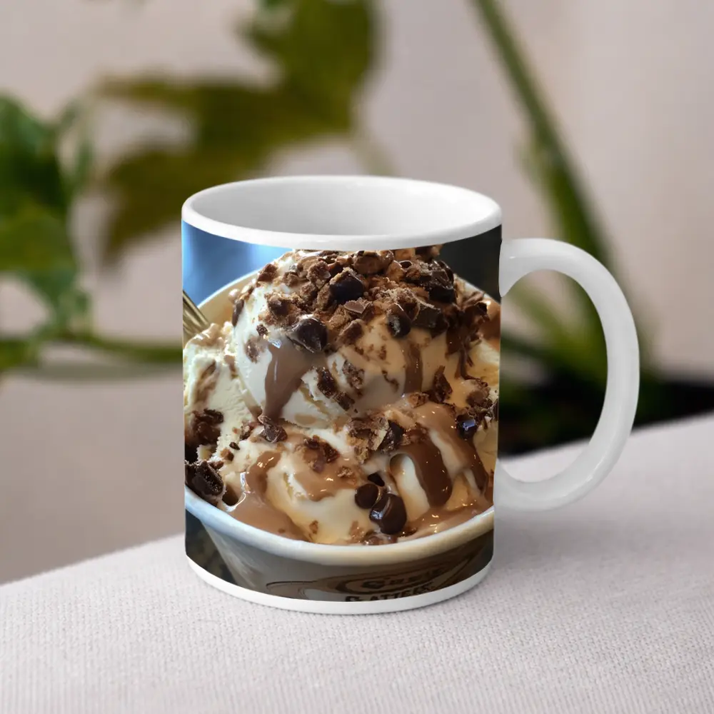 Ice Cream Cup Chocolate Sauce Candy Toppings – Mugs