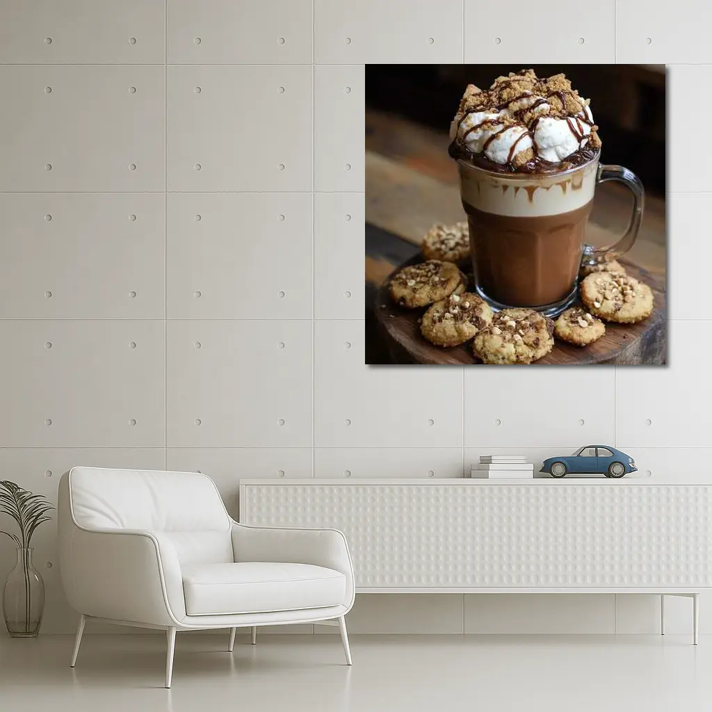 Hot Chocolate Whipped Cream Cookies Wooden Board – Wall Art
