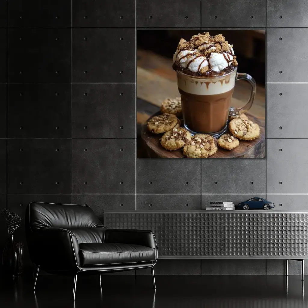 Hot Chocolate Whipped Cream Cookies Wooden Board – Wall Art