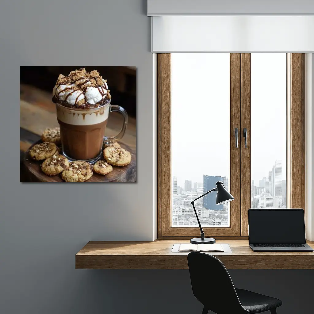 Hot Chocolate Whipped Cream Cookies Wooden Board – Wall Art