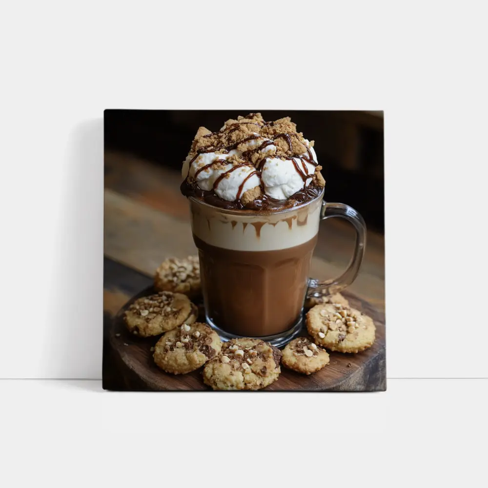 Hot Chocolate Whipped Cream Cookies Wooden Board – Wall Art