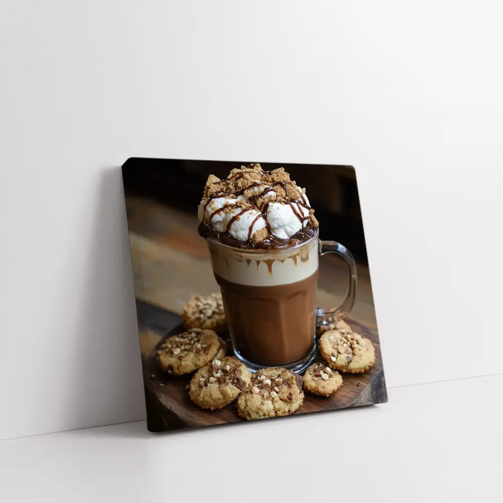 Hot Chocolate Whipped Cream Cookies Wooden Board – Wall Art