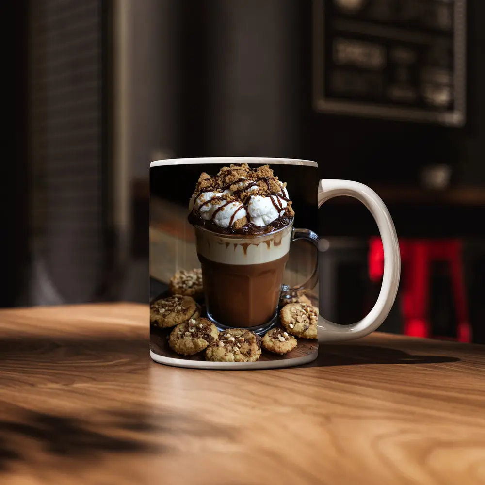 Hot Chocolate Whipped Cream Cookies Wooden Board – Mugs