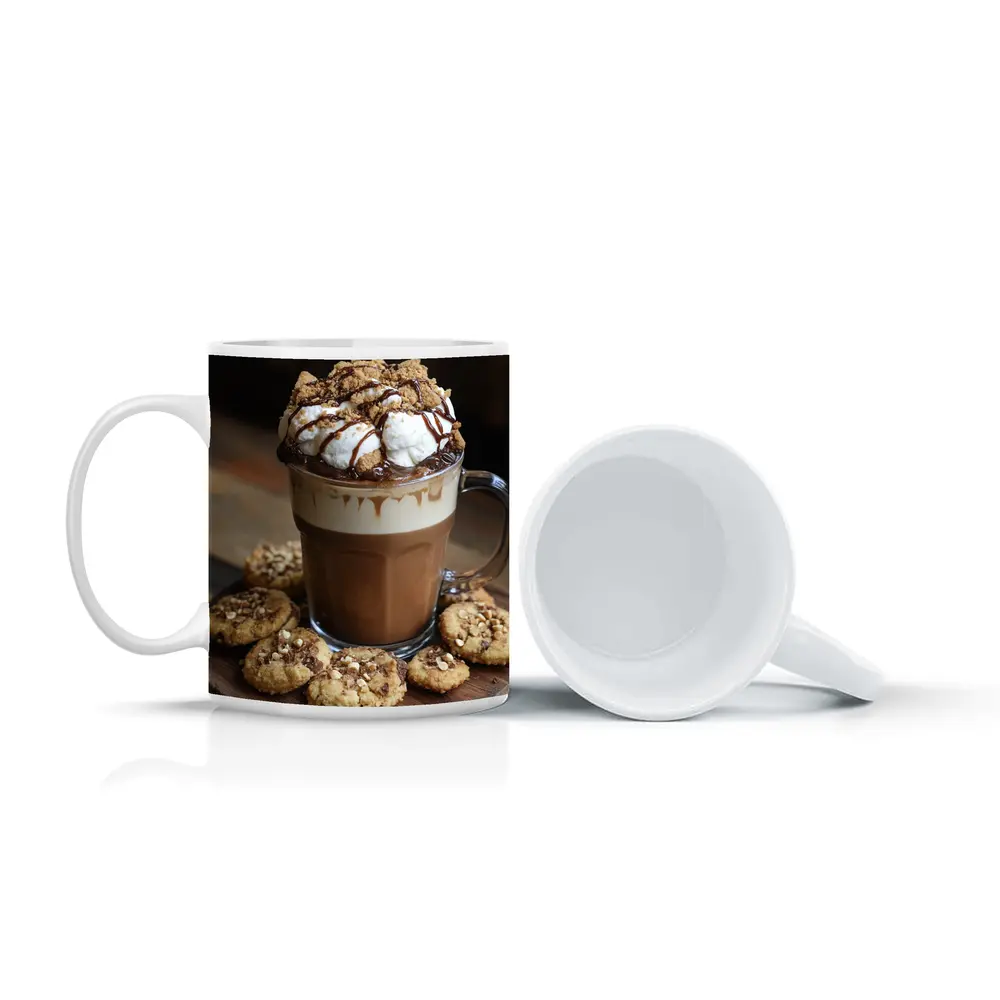 Hot Chocolate Whipped Cream Cookies Wooden Board – Mugs