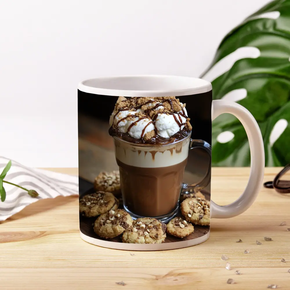 Hot Chocolate Whipped Cream Cookies Wooden Board – Mugs