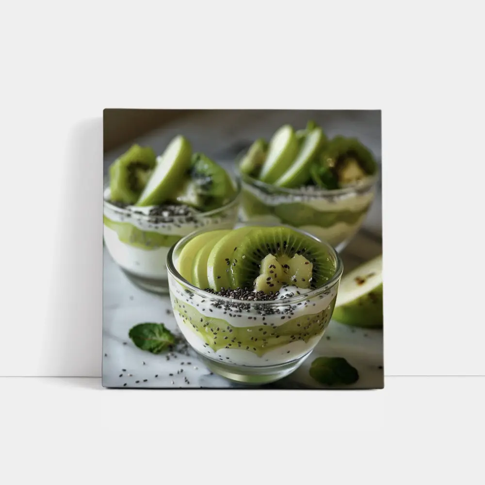 Kiwi Chia Seed Yogurt Parfait Glass Cups – Wall Art