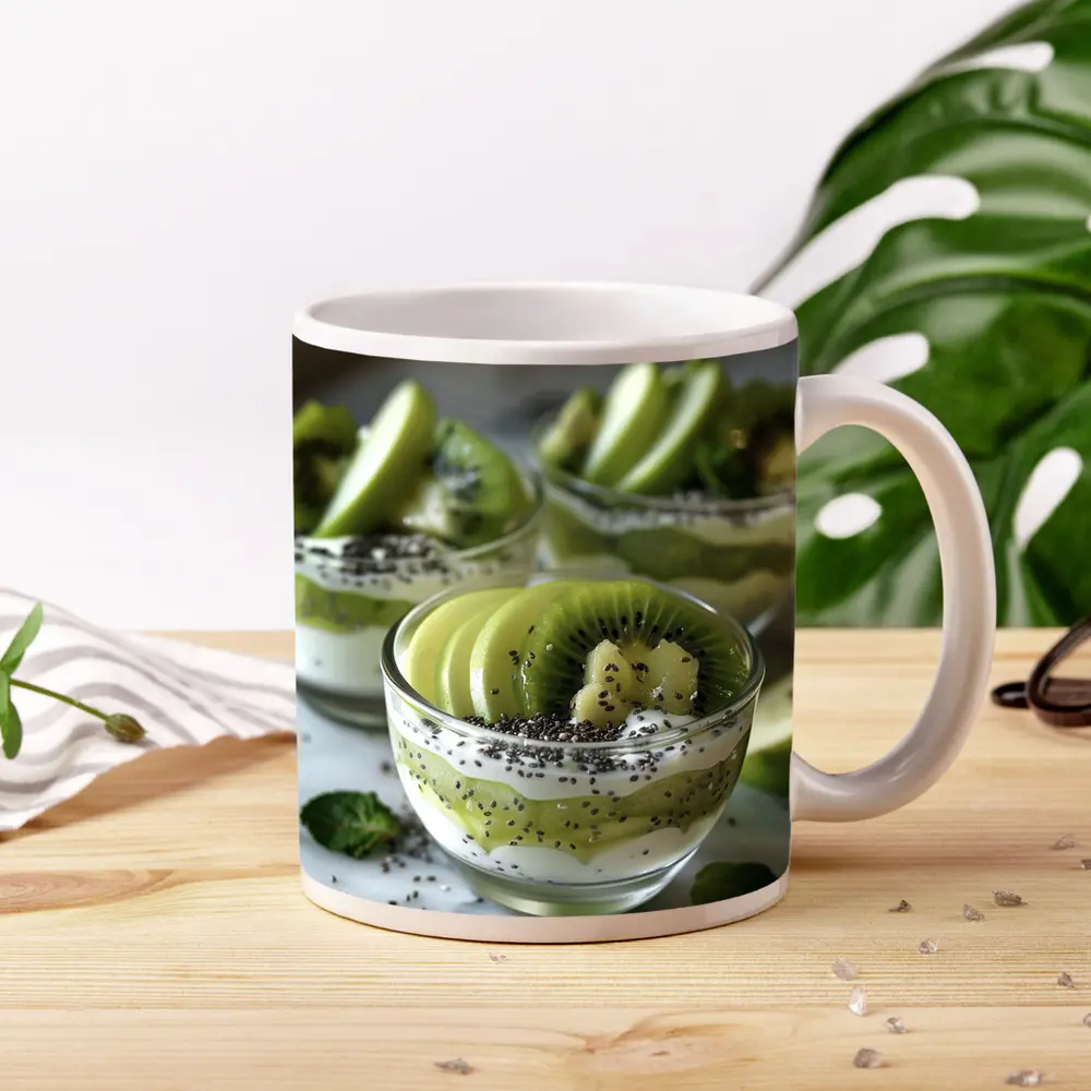 Kiwi Chia Seed Yogurt Parfait Glass Cups – Mugs
