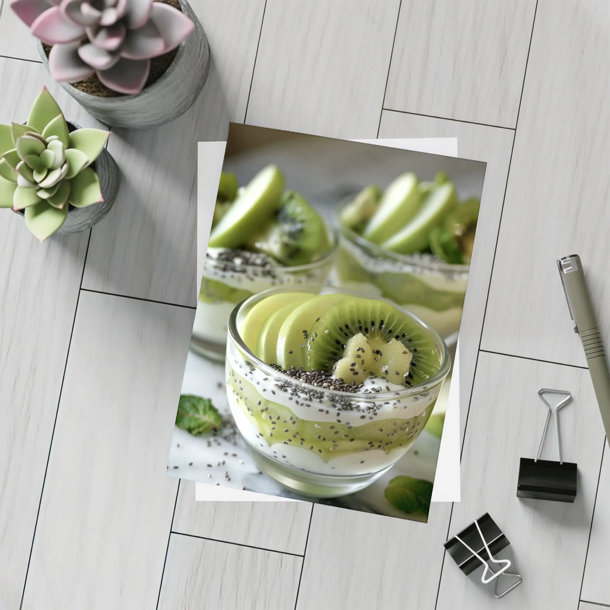 Kiwi Chia Seed Yogurt Parfait Glass Cups – Postcards