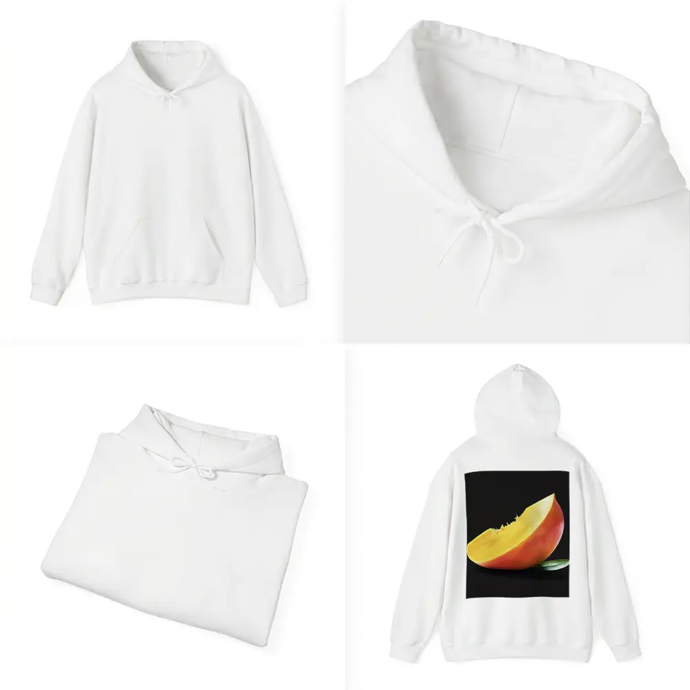 Mango Slice With Leaf Black Background – Hoodies