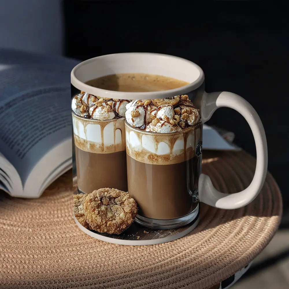 Chocolate Coffee Mugs With Cookies Wooden Board – Mugs