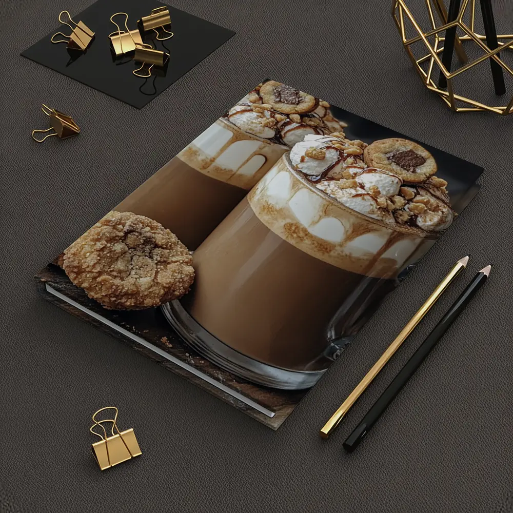 Chocolate Coffee Mugs With Cookies Wooden Board – Notebooks