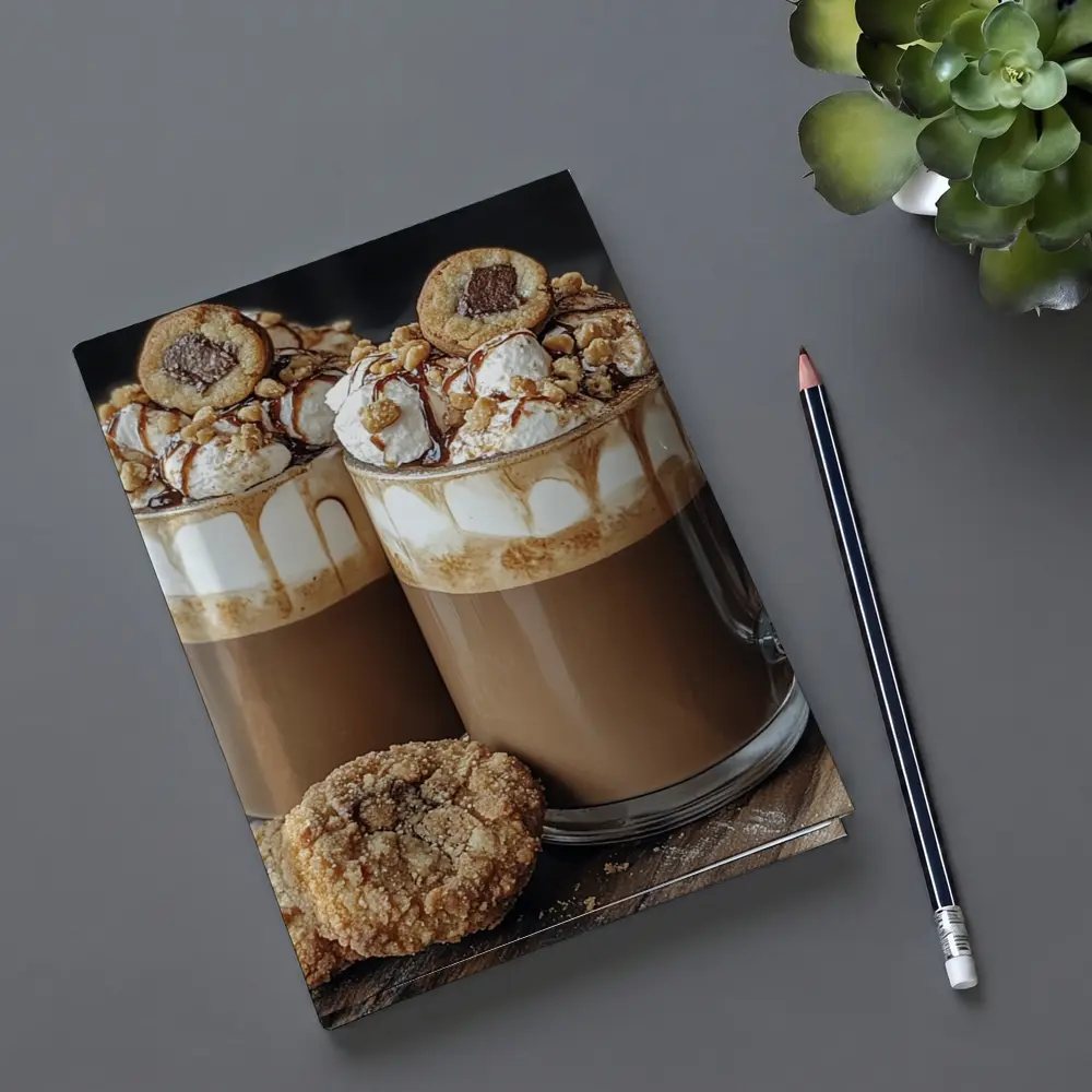 Chocolate Coffee Mugs With Cookies Wooden Board – Notebooks