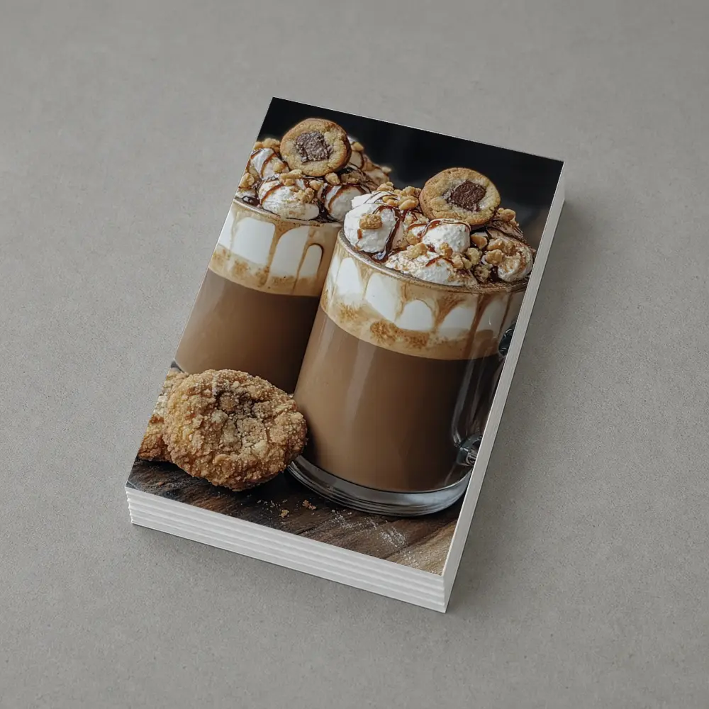 Chocolate Coffee Mugs With Cookies Wooden Board – Postcards