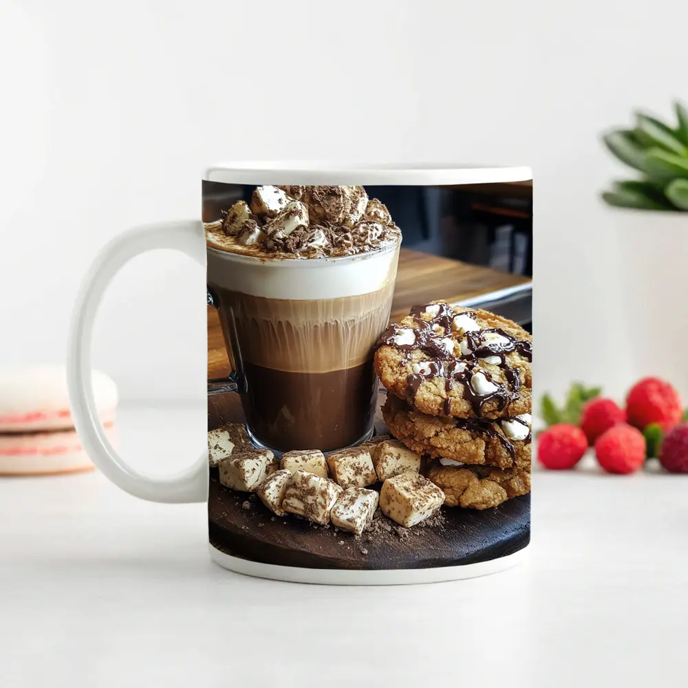 Hot Chocolate Latte Cookies Marshmallows Cafe – Mugs