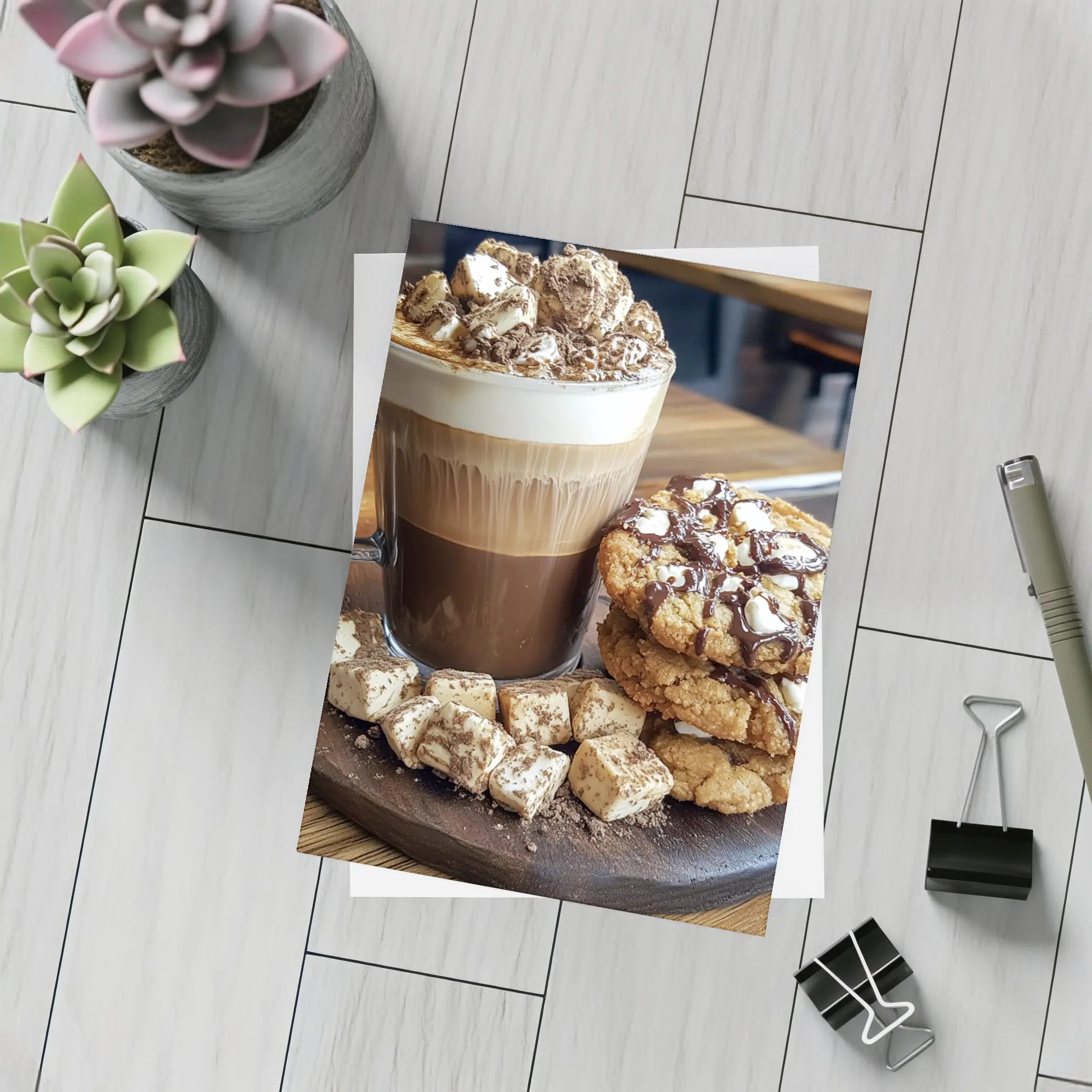 Hot Chocolate Latte Cookies Marshmallows Cafe – Postcards