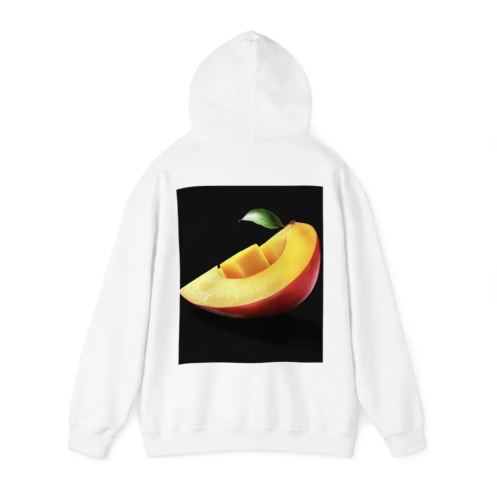Fresh Mango Slice With Leaf Black Background – Hoodies