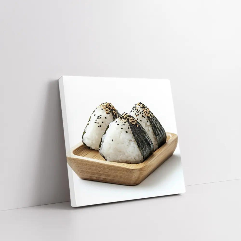 Onigiri Rice Balls on Wooden Tray – Wall Art