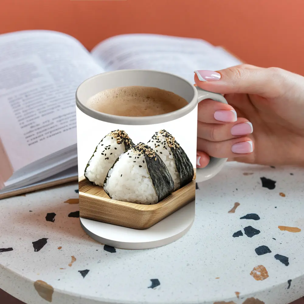 Onigiri Rice Balls on Wooden Tray – Mugs