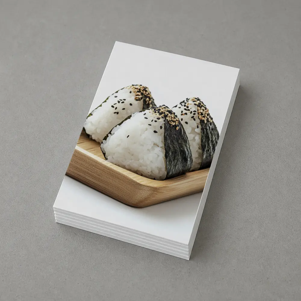 Onigiri Rice Balls on Wooden Tray – Postcards