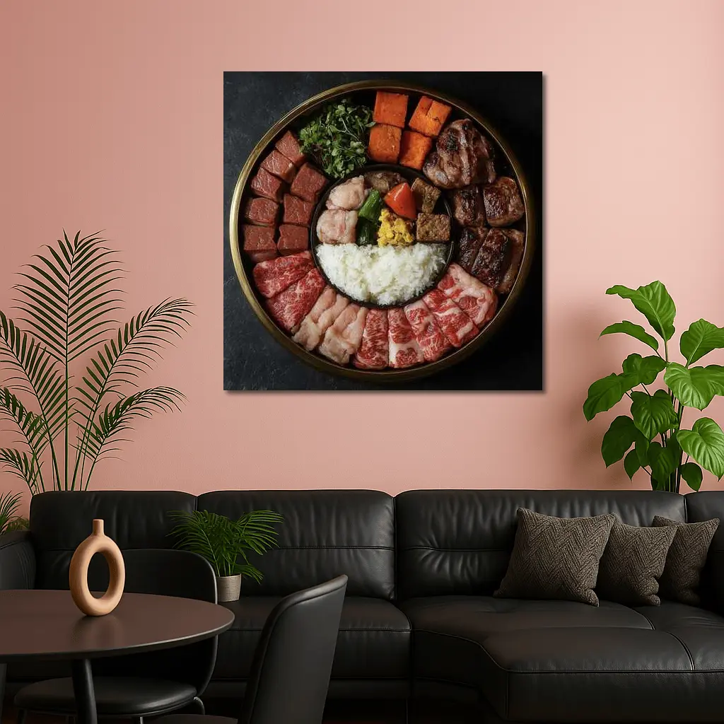 Korean BBQ Meat Platter With Rice – Wall Art