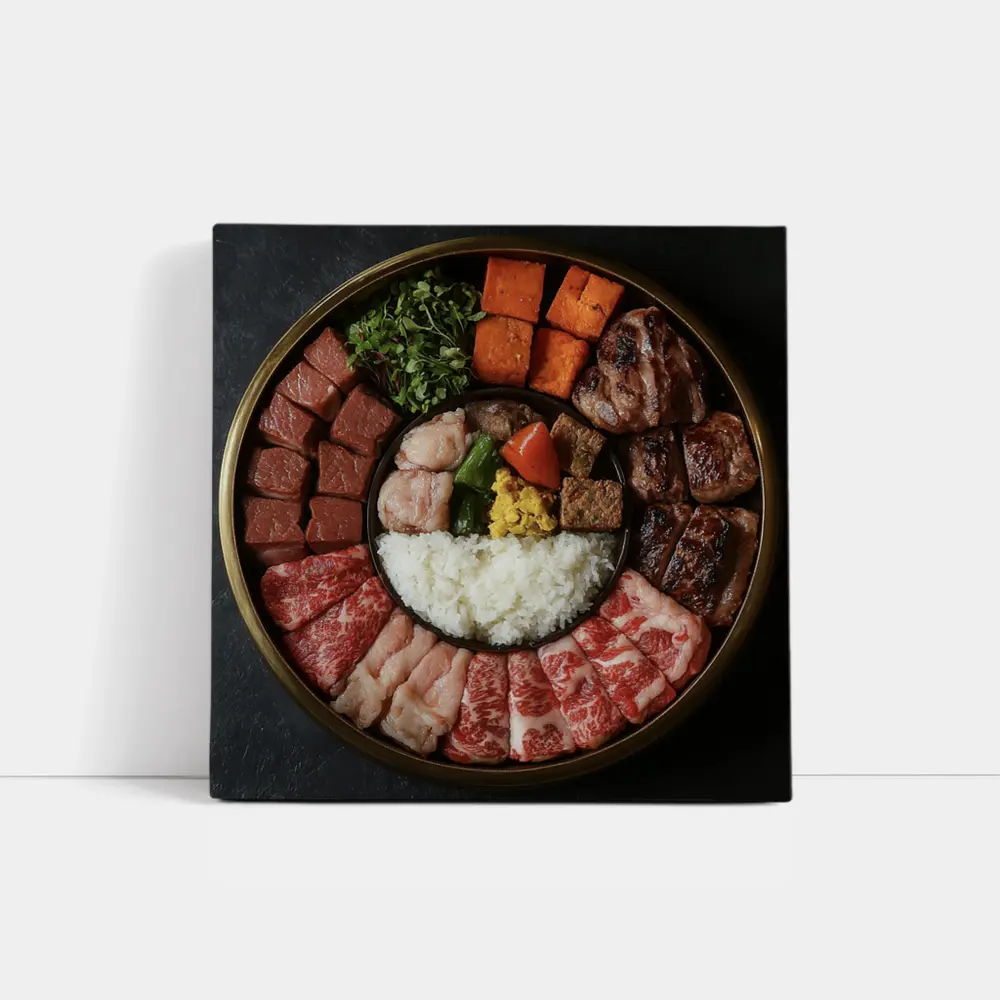 Korean BBQ Meat Platter With Rice – Wall Art