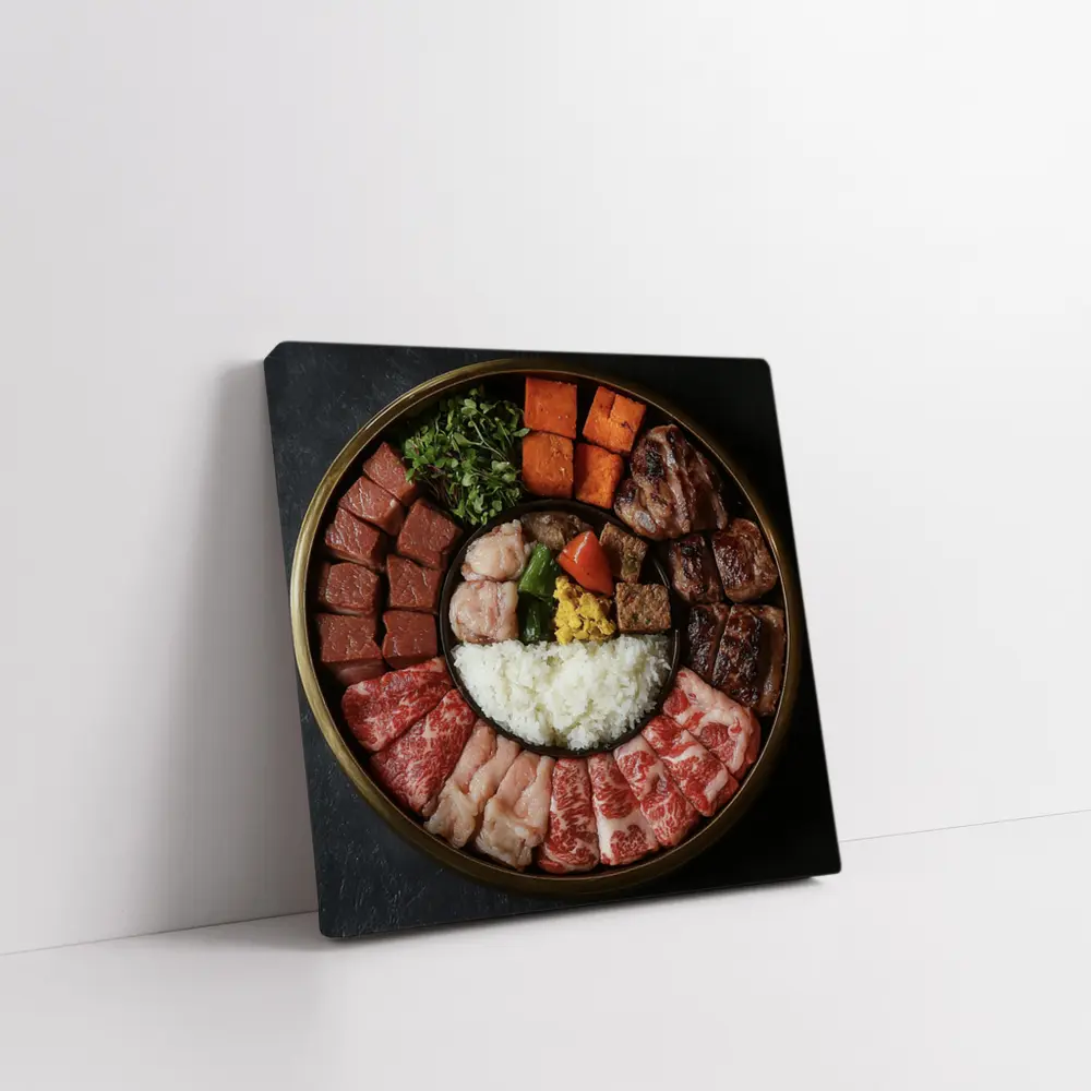 Korean BBQ Meat Platter With Rice – Wall Art