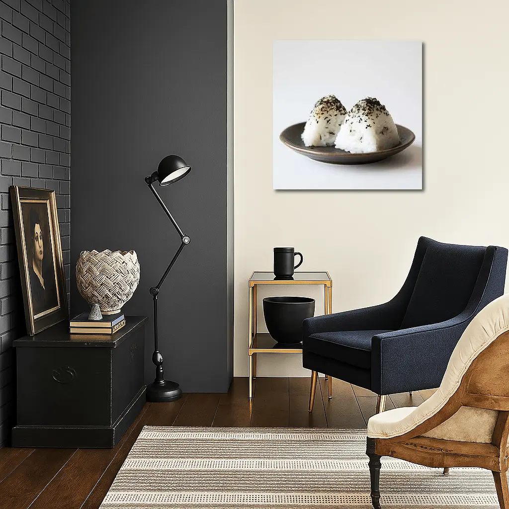 Japanese Onigiri Rice Balls on Plate – Wall Art