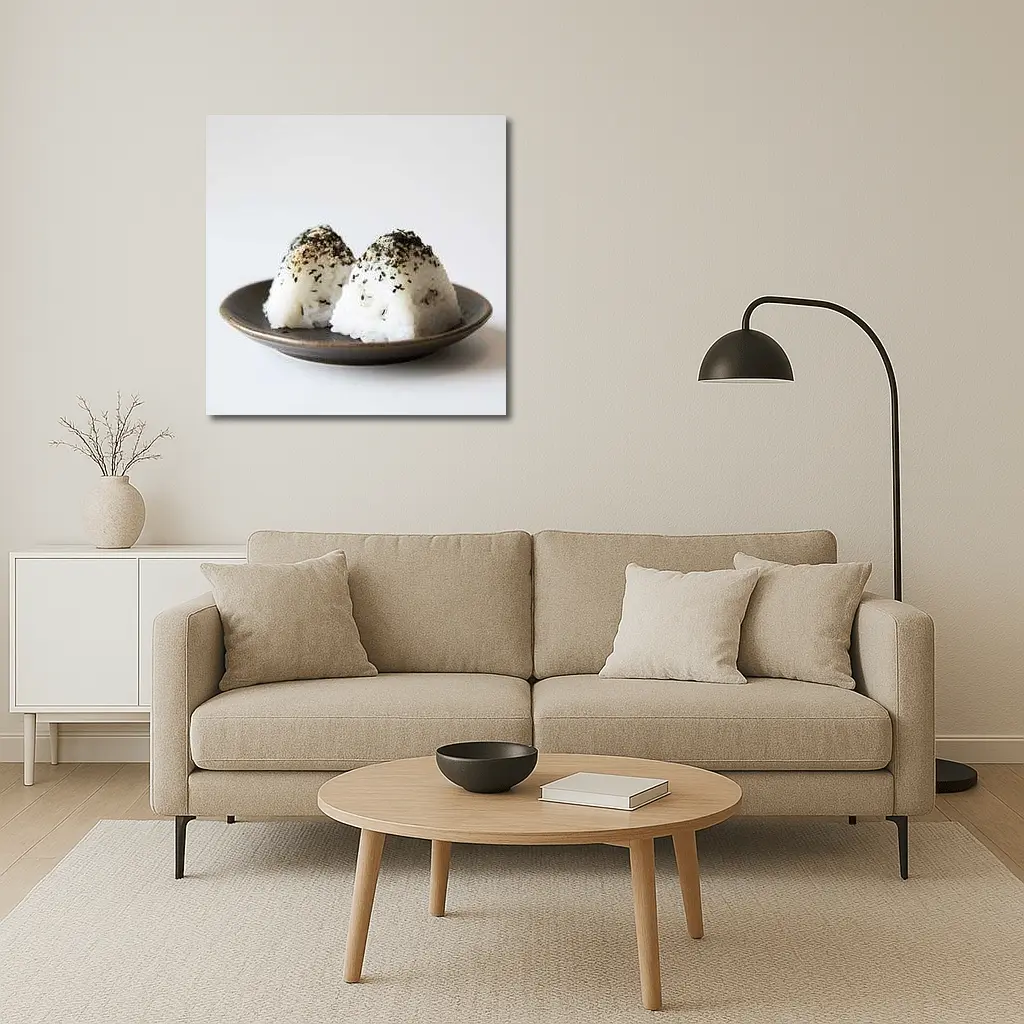 Japanese Onigiri Rice Balls on Plate – Wall Art