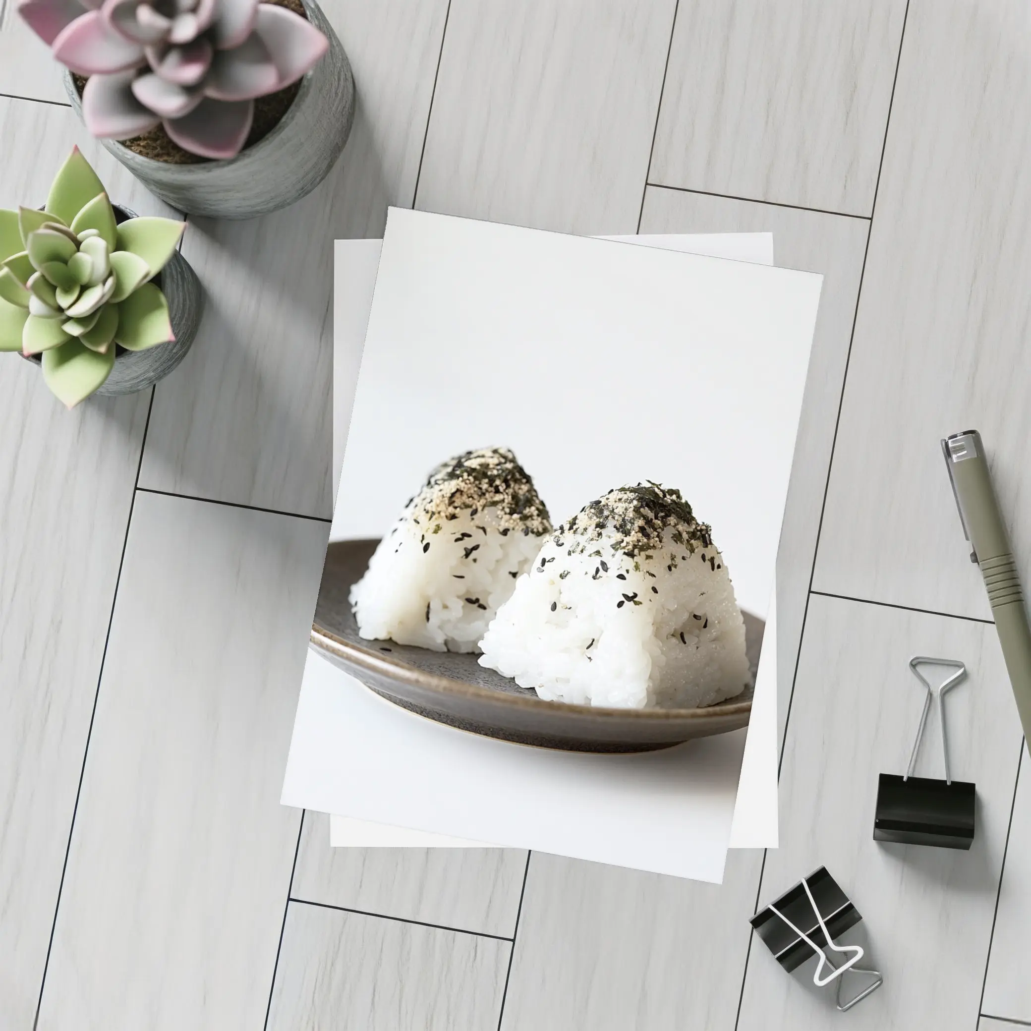 Japanese Onigiri Rice Balls on Plate – Postcards