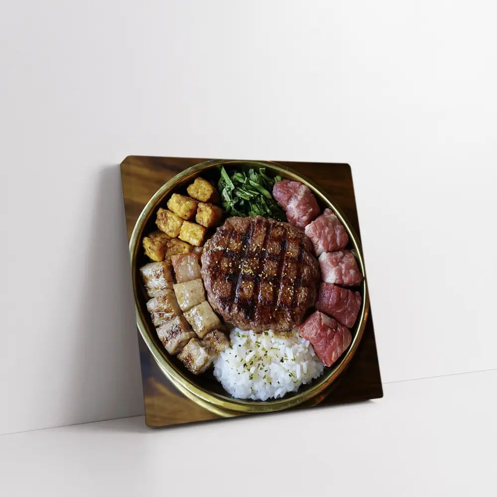 Grilled Burger Rice Bowl Meat Platter – Wall Art
