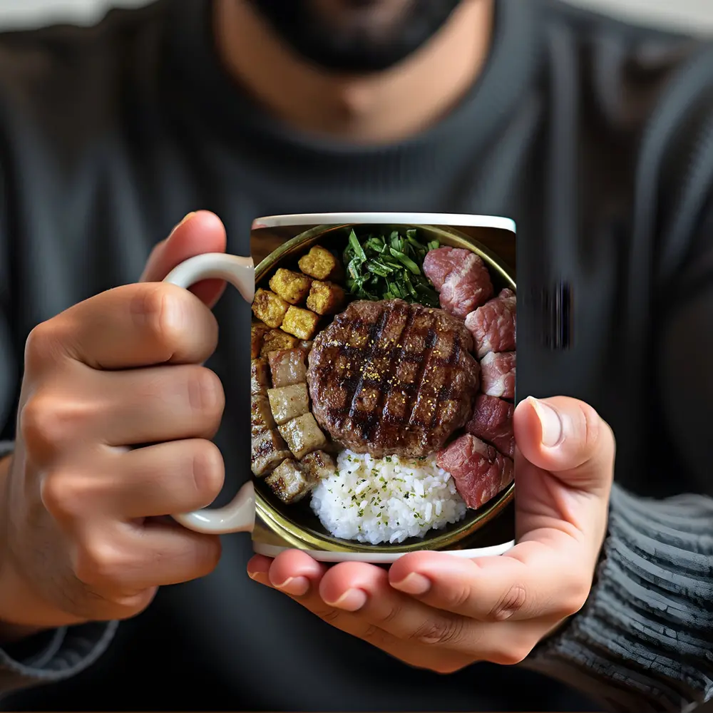 Grilled Burger Rice Bowl Meat Platter – Mugs