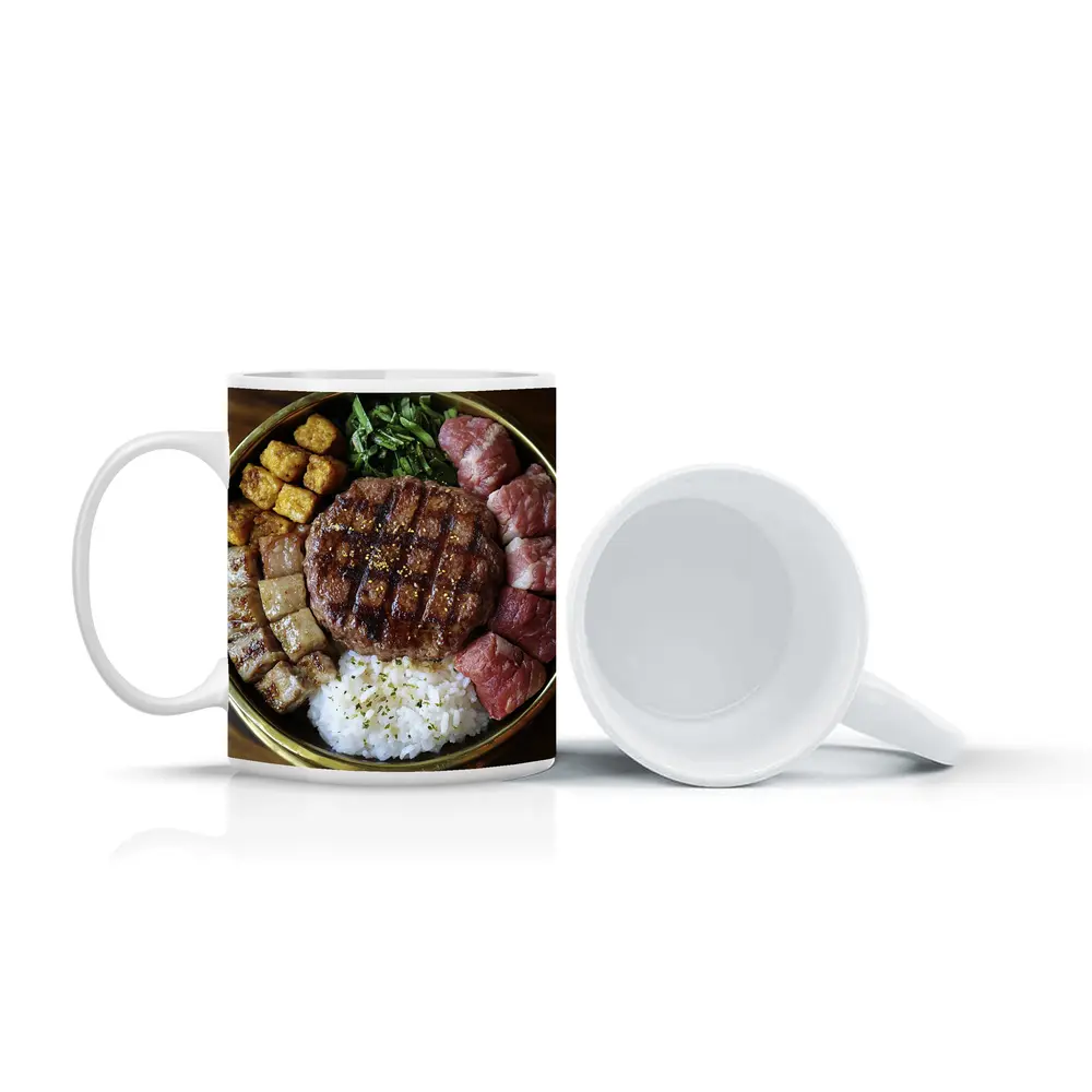 Grilled Burger Rice Bowl Meat Platter – Mugs