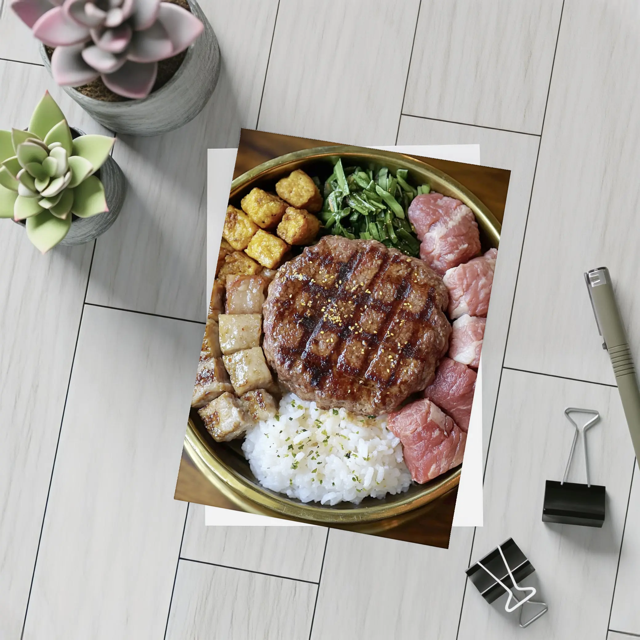 Grilled Burger Rice Bowl Meat Platter – Postcards